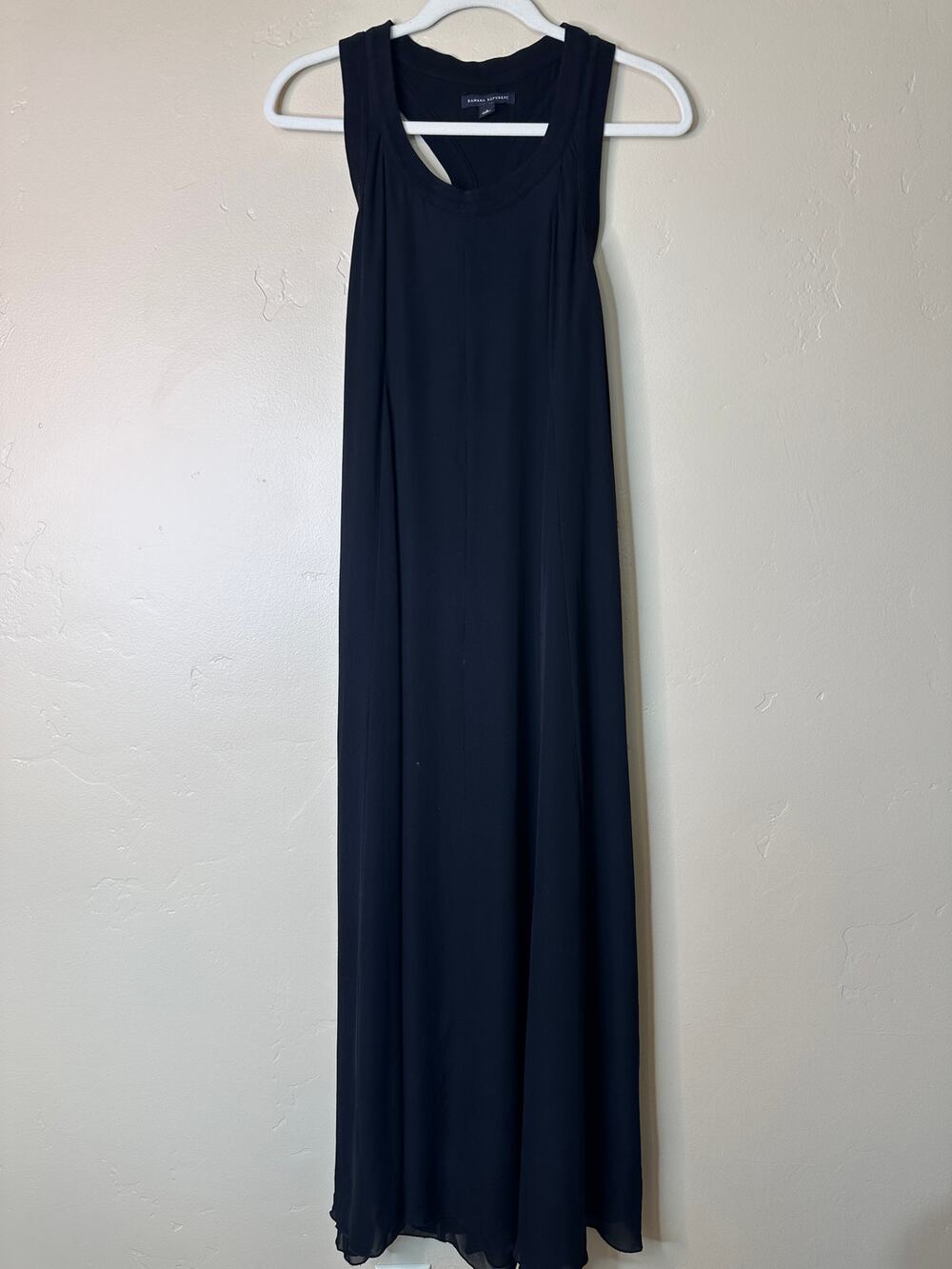 Banana Republic Black SILK Sheer Racerback Maxi Dress Small